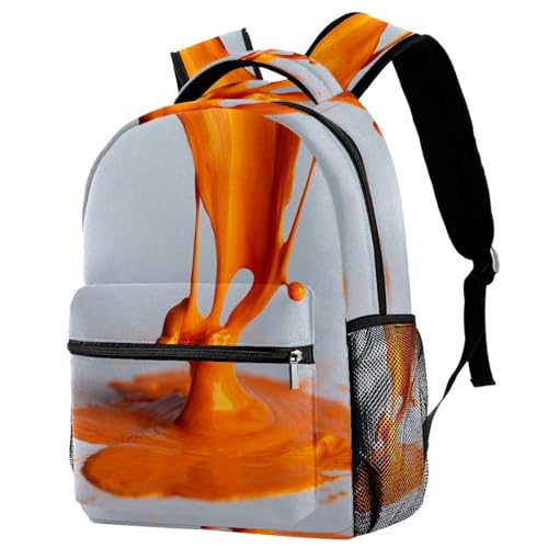 Pure Orange Color (2) Backpack for Boys & Girls with Adjustable Shoulder Straps, Carry Handle & Dual Drink Bottle Sleeves