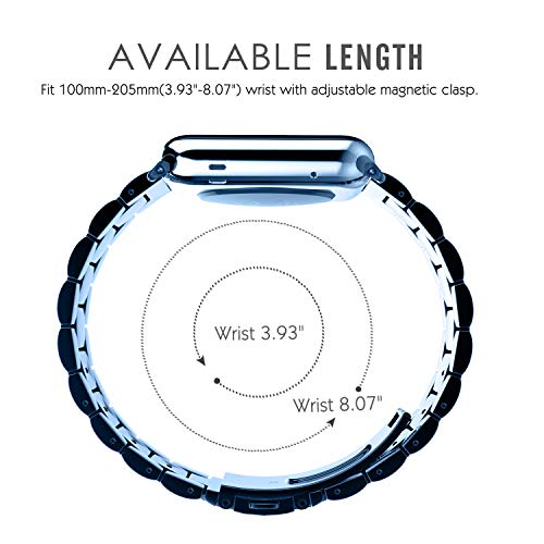 MaKTech Pulseira de Três Peças Em Aço Inoxidável Compatível com Apple Watch Series 7/6/SE/5/2021(45m