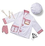 Disfraz de chef con cuadros rojos y accesorios realistas