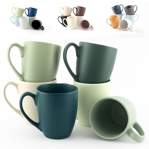 Hanseküche juego de 6 tazas de café grandes - tazas de café de cerámica sólida, 360 ml de volumen y asa grande (Colores naturales) Hanseküche juego de 6 tazas de café grandes - tazas de café de cerámica sólida, 360 ml de volumen y asa grande (Colores naturales)