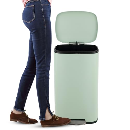 Image of happimess Curtis 8 Gal Step Trash Can Soft Close 25 inch, Pistachio Gelato