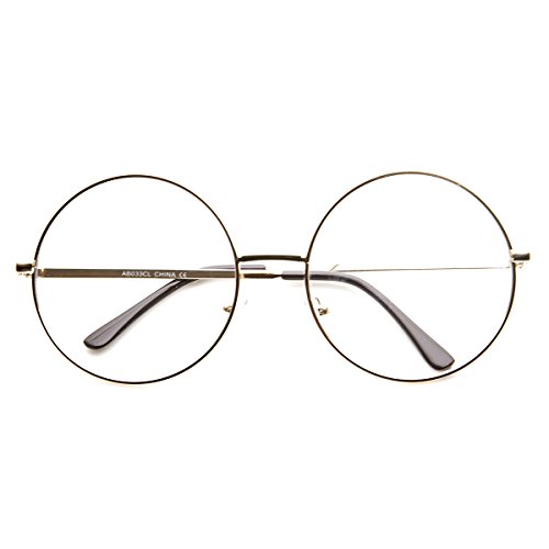 Image of zeroUV Large Oversized Metal Frame Clear Lens Round Circle Eye Glasses