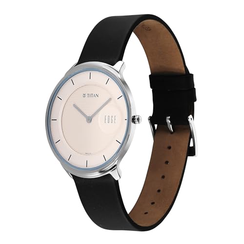 Image of Titan Edge Murals Quartz Light Brown Round Dial Men's Watch | Leather Strap Material | Watches for Man | Watches for Men Analog - 1843SL02