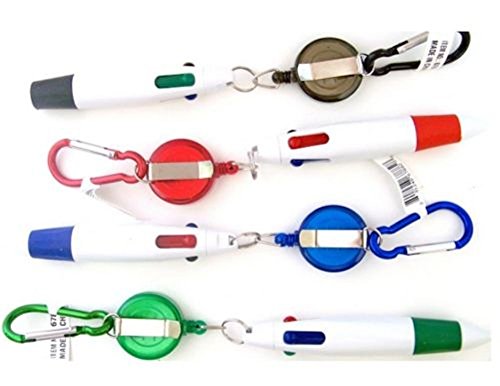 Retractable Multicolor Pen W/Carabiner & Key Chain (one piece)