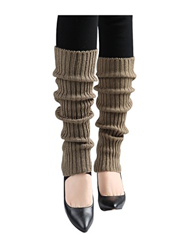 Image of uxcell Women's Knitted Design Solid Warm Thick Knee High Length Ribbed Leg Warmers