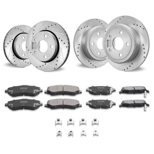 VEVOR Front and Rear Brake Kit Compatible with 2007-2017 Jeep Wrangler, Drilled and Slotted Brake...