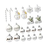 Gcljlmy Bolas de Navidad colgantes plateadas accesorio decorativo decoración de Navidad para ventanas, mesitas de noche o bolsas ligeras (estilo C)