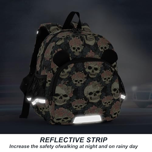 Skull Flower Toddler Backpack for Girls Boys,Preschool Kindergarten Backpack,Cute Kids Backpacks for Girls B04044594