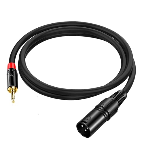 RedYutou XLR to 3.5mm Adapter Cable, 3-pin XLR Male to .3.5mm (1/8 inch) Stereo Microphone Cable Connector (3FT) Black