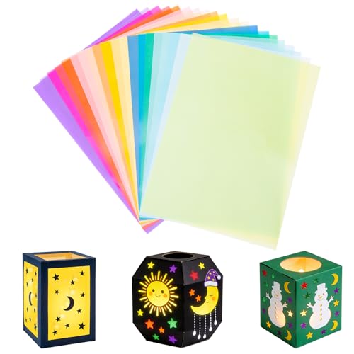 Lot de 20 feuilles de papier transparent multicolore A4, 20 couleurs de papier parchemin multicolore, 21 x 29,7 cm, papier transparent Origami, Tracing Paper...
