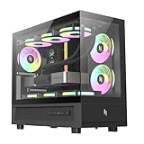 GAMEMAX NEX C31 M-ATX Gaming-Gehäuse, doppeltes Glas, 3X 120mm ARGB PWM Lüfter. 360mm Wasserkühlung, Type-C, 2X USB 3.0. Kompatibel mit RTX 4090/5090.