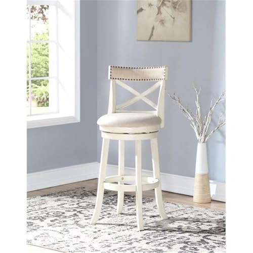 New Classic Home Furnishings Butaco York con giro 360°, juego de 2, 29 pulgadas, respaldo en X, asiento y respaldo tapizados en tela beige crema miniatura 2
