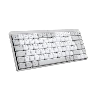 Logitech MX Mechanical Mini für Mac, Kabellose Tastatur mit Beleuchtung, Flache Tasten, Taktile leise Tasten, Hintergrundbeleuchtung, Bluetooth, USB-C, Apple, iPad, Deutsches QWERTZ - Pale Grey