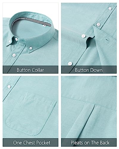 Image of J.VER Men's Oxford Shirt Solid Casual Button Down Collar Shirts Long Sleeve Dress Shirts with Pocket