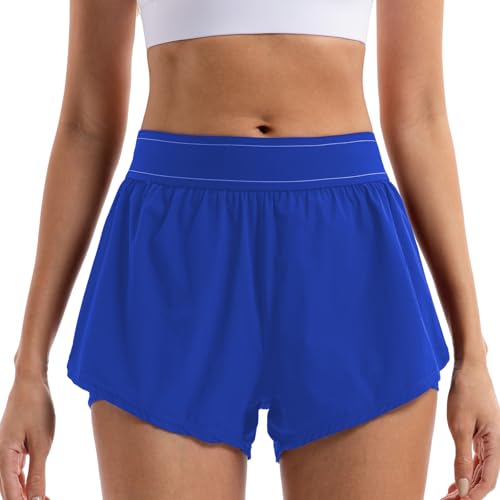 NEXSONIC Athletic Shorts for Women High Waist 3 Inch Running Shorts with Linear Workout Active Gym Shorts
