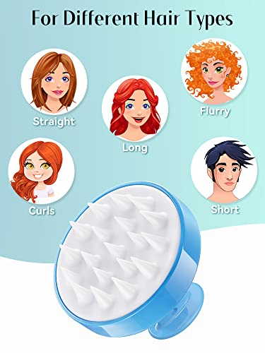 Image of HEETA Scalp Massager with Soft Silicone Bristles for Hair Growth, Dandruff Removal and Exfoliation - Sky Blue Shampoo Brush