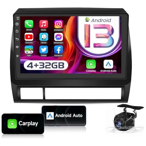 [4G+32G] Car Radio Stereo for Toyota Tacoma 2005-2015: Upgrade 8 Core Android 13 9" 1280*800 Touch Screen Replacement - Carplay Android Auto GPS Navigation DSP RDS FM Bluetooth Backup Camera SWC MIC Cover