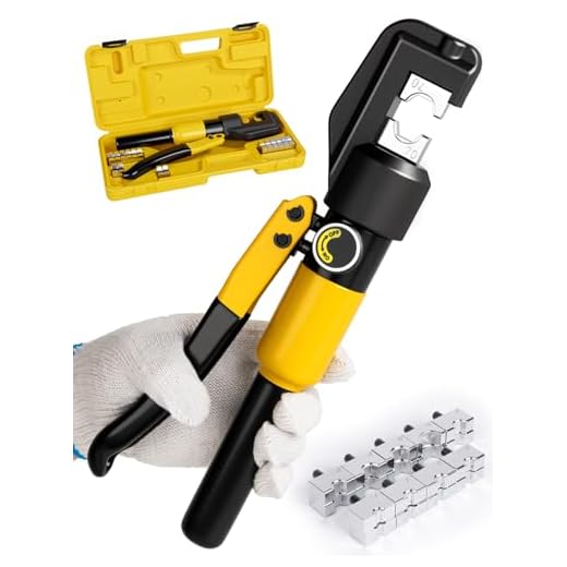 HYCLAT 10 Tons Hydraulic Wire Battery Cable Lug Terminal Crimper Crimping Tool With 9 Pairs of Dies