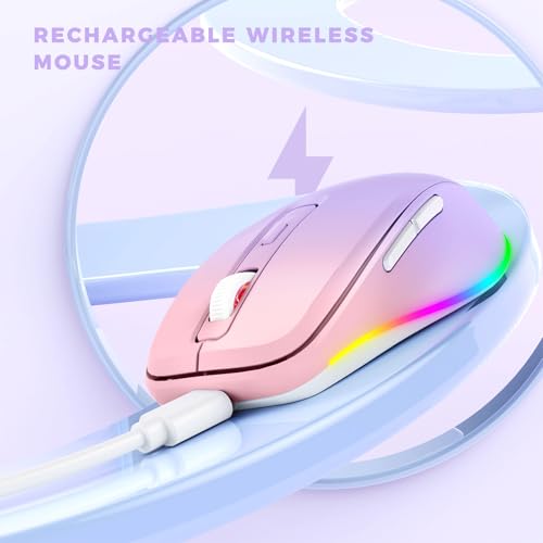 PEIOUS Wireless Mouse Jiggler - LED Wireless Mice with Build-in Mouse Mover, Rechargeable Moving Mouse for Laptop with Undetectable Random Movement Keeps Computers Awake - Purple to Pink by PEIOUS - Image 4