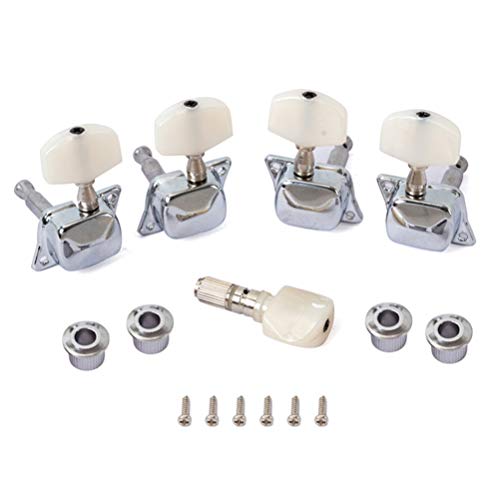 Artibetter 5 Pcs Banjo Tuner Peg Metal Semi-closed Banjo Machine Head Tuner Key Machine Head Knob Replacement for Banjo Electric Acoustic Guitar Bass(Silver)