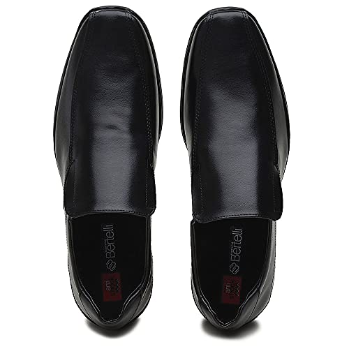 Sapato Social Bertelli Liso com Anti Shock e Elástico 35002 - Preto Cor:Preto;Tamanho:42;Genero:Masc