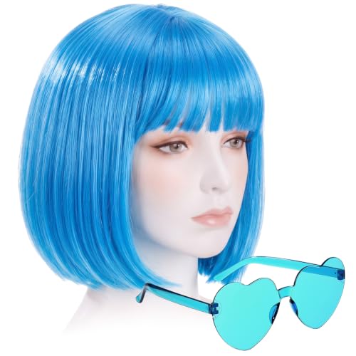 Image of Chunyin 2 Pieces Party Wigs and Sunglasses Set, Sky Blue