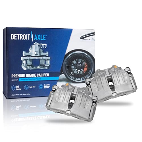 Image of Detroit Axle - Front Brake Kit for Chevrolet Trailblazer Envoy Rainier | Ascender Bravada Drilled & Slotted Brake Rotors Brake Pads Brake Calipers Replacement 12.01 inch inch Rotor
