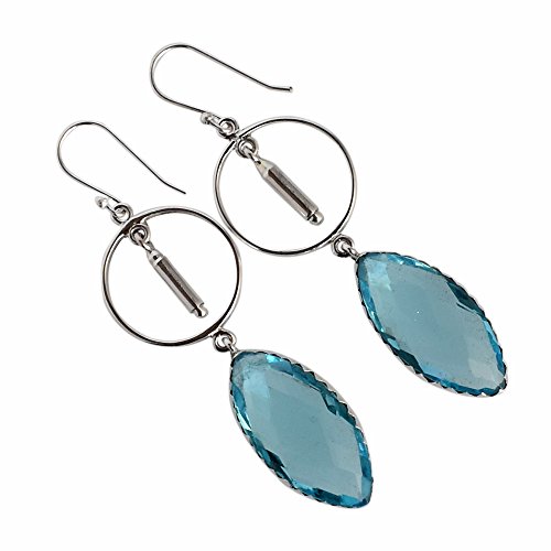 Quartz bleu en boucles d'oreilles marquise argent pour sublimer vos soirées