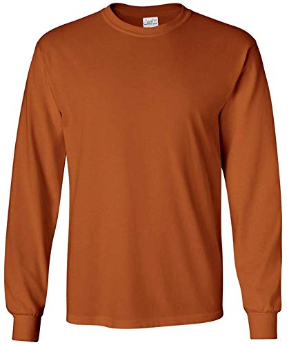 Joe's USA Men's Long Sleeve Cotton Crewneck T-Shirt Texas Orange-M