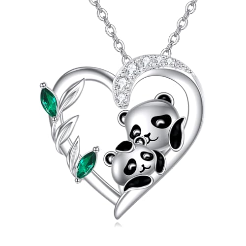 Collier panda argent 925 anti-allergie, pendentif animal mignon peau sensible