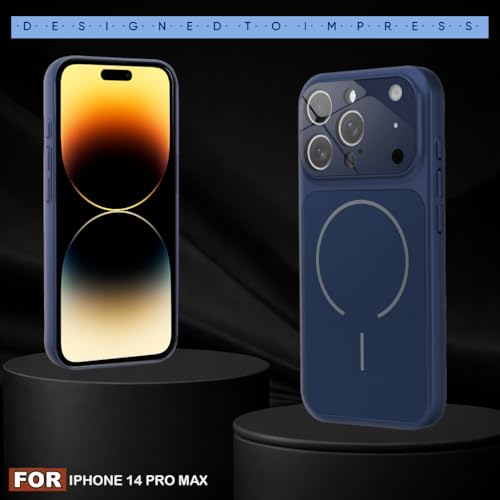 Image of SHINESTAR Premium Luxury Case Compatible with iPhone 14 Pro Max | Protective Back Cover with Camera Lens Safety | Wireless Charging Support | Slim Fit Durable Design | Enhanced Grip Protection Blue