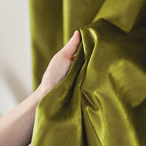 PLEASANT BOULEVARD | Velvet Curtains [2 Panels] Elegant Living Room Bedroom Window Drape Curtains, Grommet Eyelet Style (52" W x 108" L, Olive Green) by PLEASANT BOULEVARD - Image 8