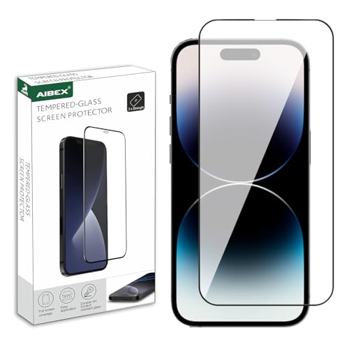 Image of AIBEX Tempered Glass for Apple iPhone 14 Pro | 9H Hardness | Anti-Glare & Anti-Fingerprint | Water Resistant | Edge-to-Edge Full Screen Protector | Bubble-Free Installation