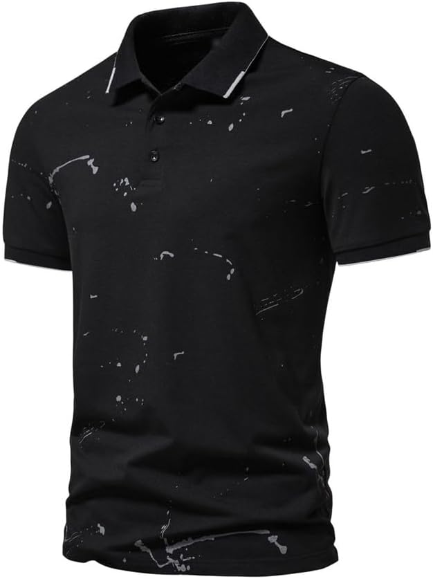 Men's Casual Slim-fit T-Shirt Shirt Short Sleeve Button Down Lapel Top