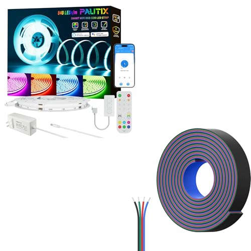 Tira de LED RGB COB PAUTIX 10 m con cable de extensión 20 m miniatura 1