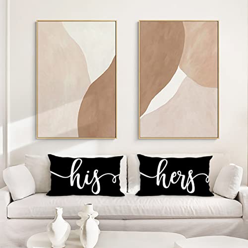 Huester His And Hers Throw Pillow Cover 12"X20" Set Of 2 Decorative Pillowcase For Sofa Couch Bed,Home Bedroom Wedding Room Decor,Wedding Anniversary Engagement Gift For Couples #TOP1