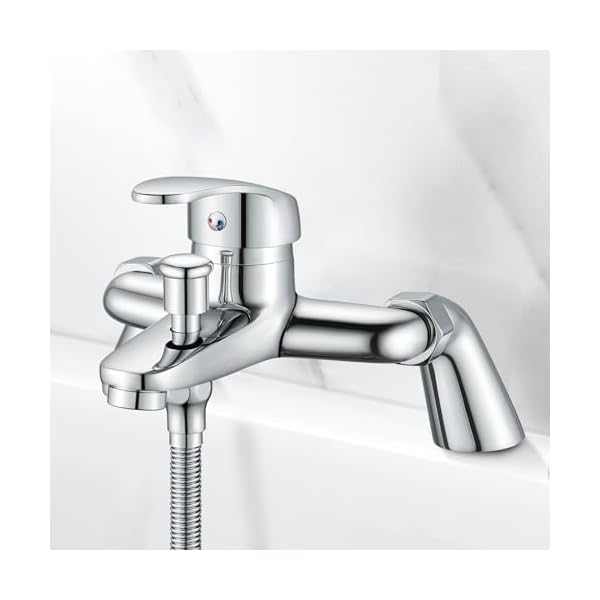 Mitigeur de bain et douche, robinet de douche moderne rond monobloc simple avec bec de baignoire, laiton massif, chromé, sortie 1/2'', centres 180 mm