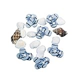 Lot de 6 Paires de Sandales de Plage en résine et Coquillages naturels, 18 à 38 mm