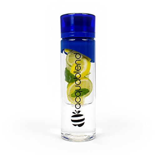 Acquablend Premium 24oz Twist Top Fruit Infuser Water Bottle. Create Your Own Naturally Flavored Fruit Infused Water, Juice, Iced Tea & Sparkling Beverages. Ideal for Your Office and Home (Blue)