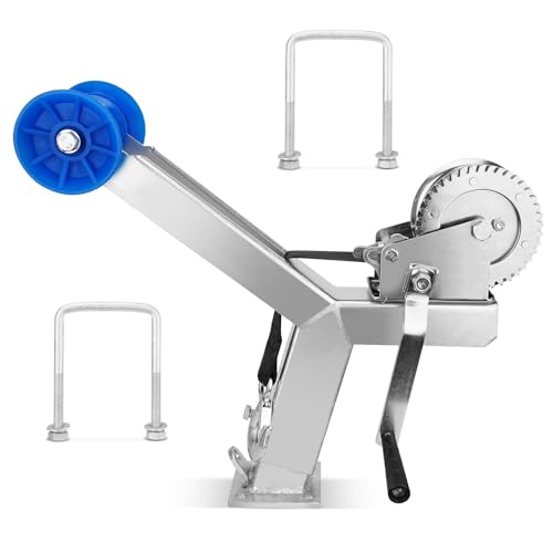 Boat Trailer Winch Post with 1200LB Boat Winch Compatible with 3 W X 4 H Boat Trailer Drawbar Height Adjustable Boat Winch Mounts Boat Trailer Winch Stand with Roller