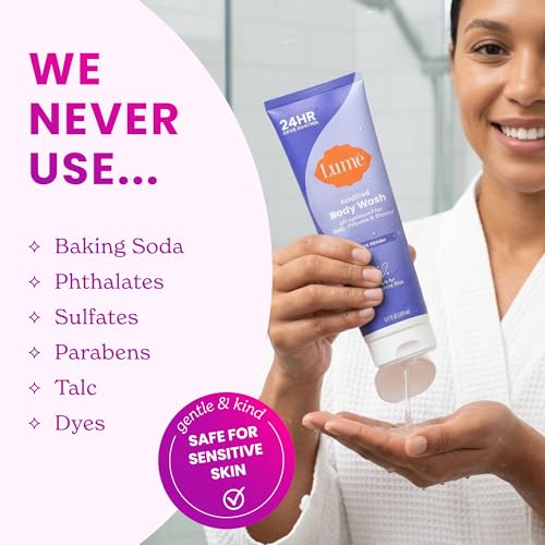 Image of Lume Acidified Body Wash - 24 Hour Odor Control - Removes Odor Better than Soap - Hydrating Formula - Formulated Without SLS or Parabens - Safe For Sensitive Skin - 8.5 ounce (Soft Powder)