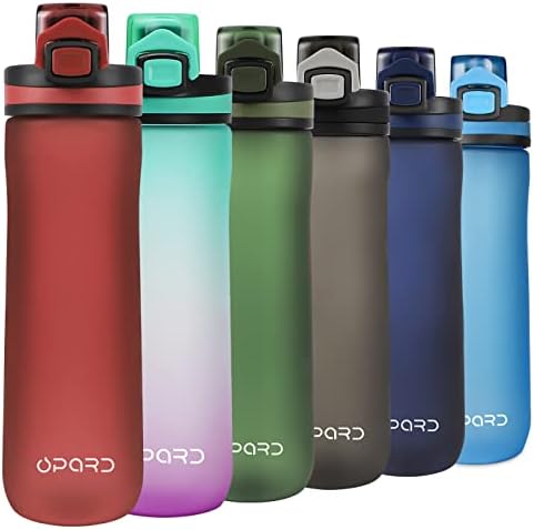 Opard Sports Water Bottle, 600ml BPA Free Non-Toxic Tritan Plastic Drinking Bottle with Leak Proof Flip Top Lid for Gym Yoga Fitness Camping