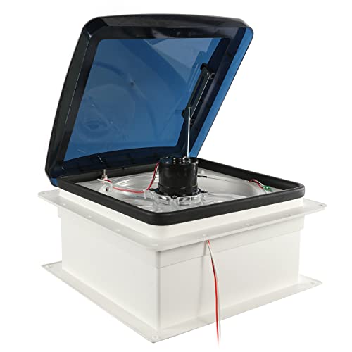 Partol Roof Vent For Rv Fan 14”12V Automatic Rv Roof Vent Fan Camper Motorhome Fan With Rain Sensor And Remote Controller, Two-Way Ventilation 3 Speed Reversible Airflow, Smoke Dome Rv Vent Cover #TOP6