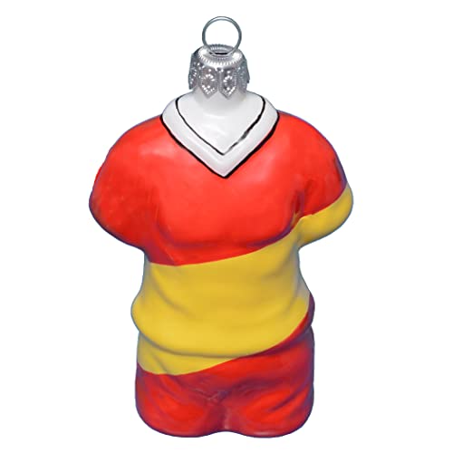 KIAPPO Camisetas de fútbol Decoración navideña Bomba de Vidrio soplado Pintada a Mano Decoración única para los Aficionados al fútbol Los Colores Nacionales de España Cover