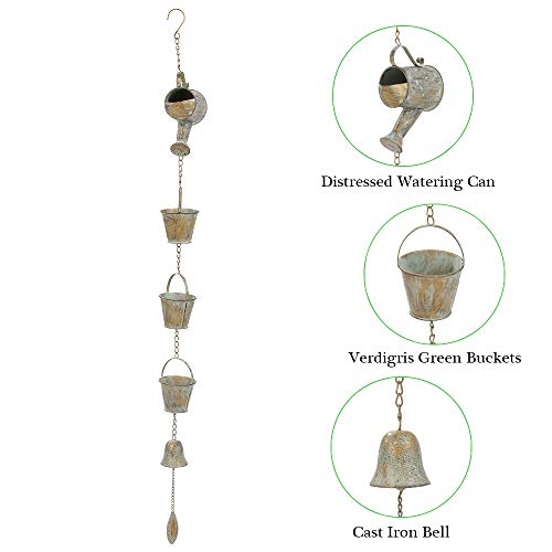 Jemeni Hanging Rain Chime with Bell, Watering Can and Buckets Accents, 47" H… - Thumbnail 2