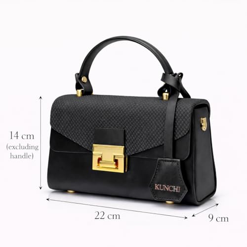 Image of KUNCHI CREST Women's Structured Handbag with Sling Strap | Premium Textured Flap Bag | Elegant Designer Purse for Party, Wedding & Office