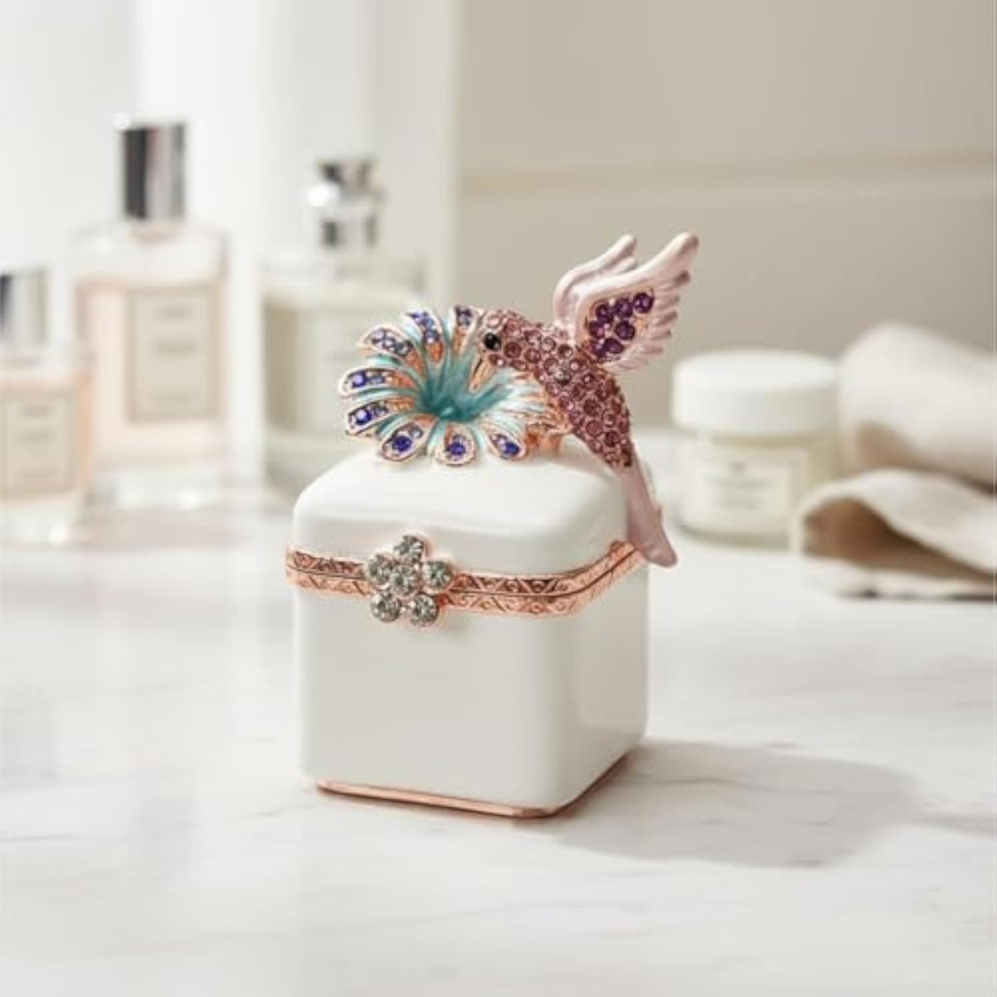 Vintage Hummingbird Jewelry Holder Keepsake Box