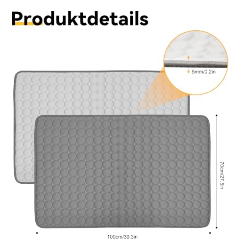 Newthinking KüHlmatte Hund 70x100cm, Waschbares KüHldecke Hund Ohne Gel, Hunde KüHlmatte SelbstküHlend KüHldecke für Katzen Hundebett, Dunkelgrau