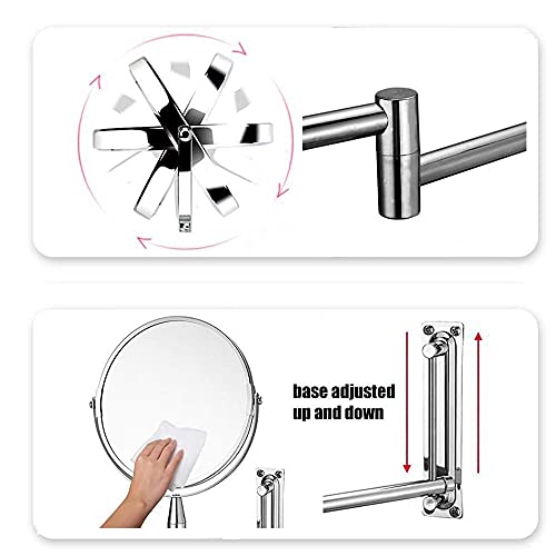 Vanity Makeup Mirror, 3X Powiększenie Lustro kosmetyczne 360 Obrotowe lustro łazienkowe Dwustronne wysuwane do łazienki hotelowej (kolor: srebrny, rozmiar: 8 cali) (srebrny 8 cali)