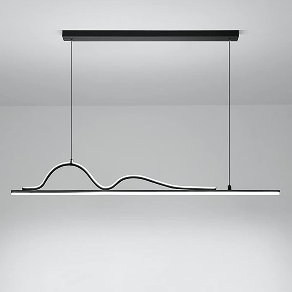 Suspension linéaire noire LED pour illuminer vos dîners sur une table de restaurant